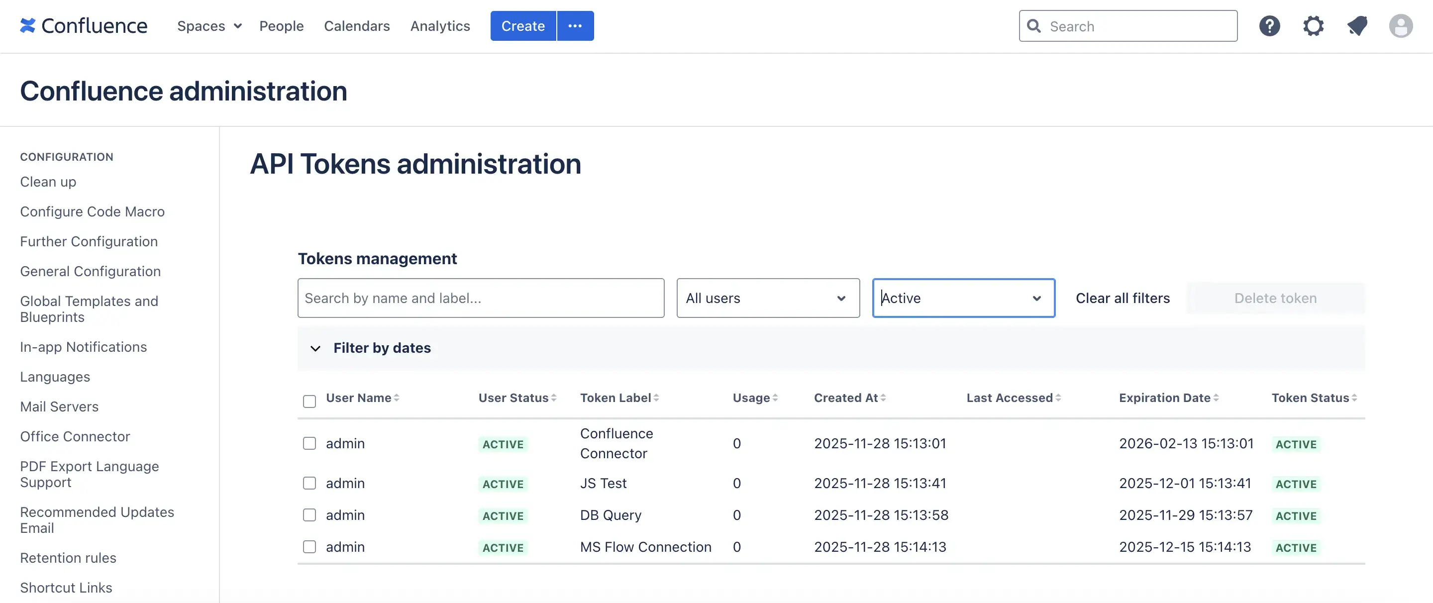 Central token management